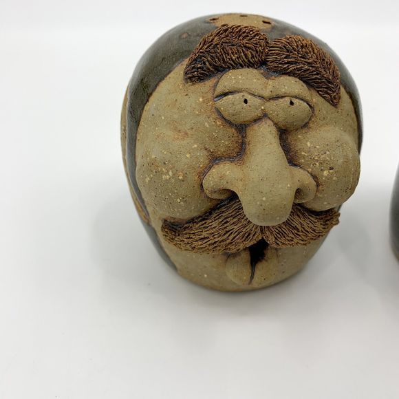 Vintage cat jarosz pottery funny face pottery 3D Salt Pepper Shakers 1984 - Picture 5 of 16